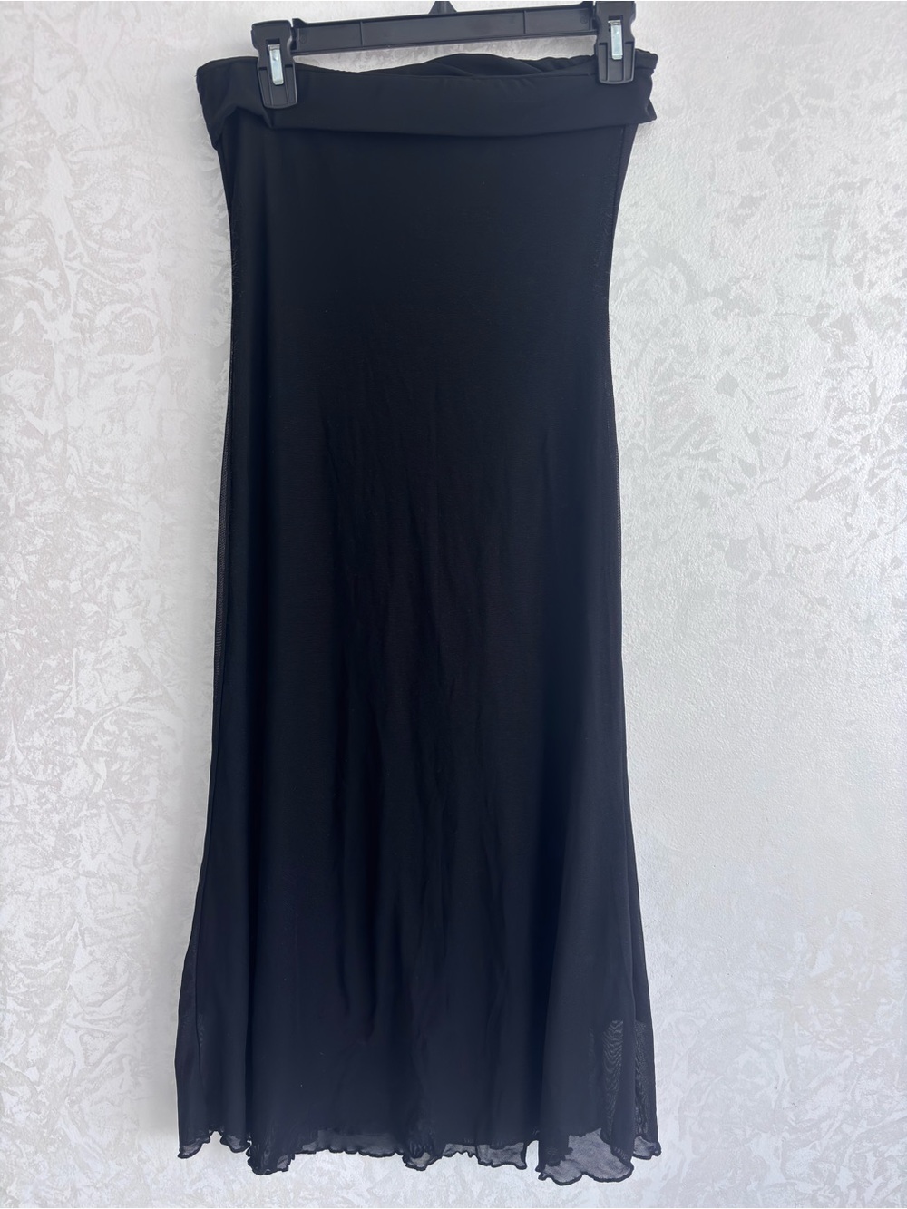 NWT SHEIN Emery Rose Black Mesh Maxi Skirt Size S Foldover Waist Sheer Overlay